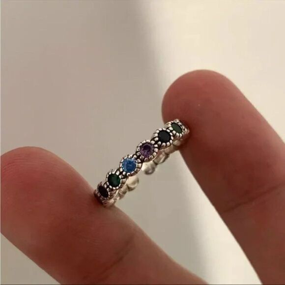 ⭐️New Retro Colorful Zircon Band Ring - Adjustable - Picture 2 of 6